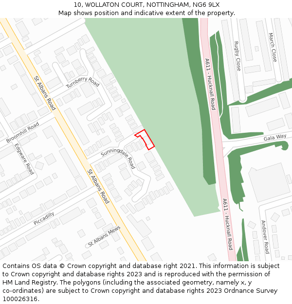 10, WOLLATON COURT, NOTTINGHAM, NG6 9LX: Location map and indicative extent of plot