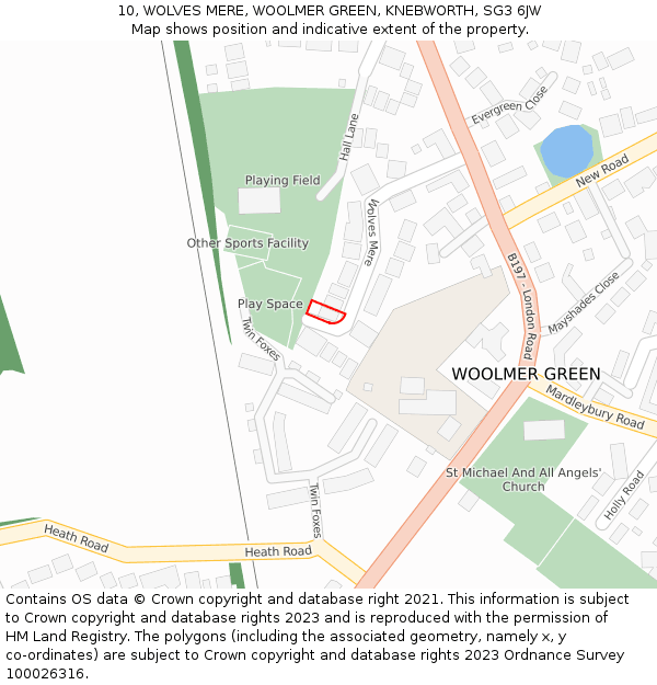 10, WOLVES MERE, WOOLMER GREEN, KNEBWORTH, SG3 6JW: Location map and indicative extent of plot