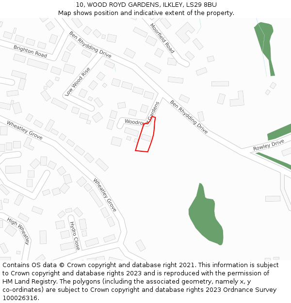 10, WOOD ROYD GARDENS, ILKLEY, LS29 8BU: Location map and indicative extent of plot