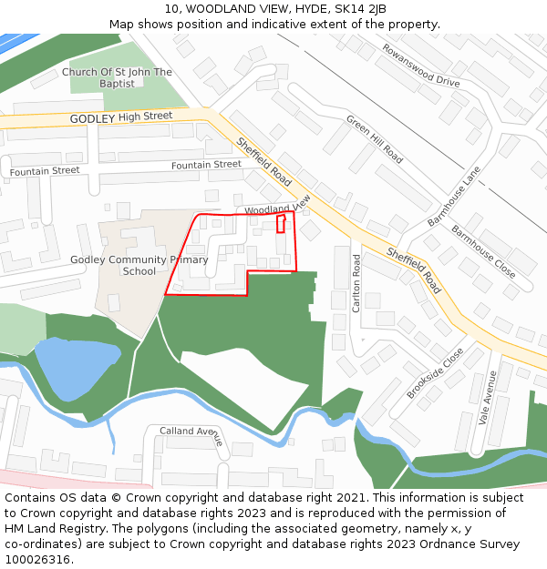 10, WOODLAND VIEW, HYDE, SK14 2JB: Location map and indicative extent of plot