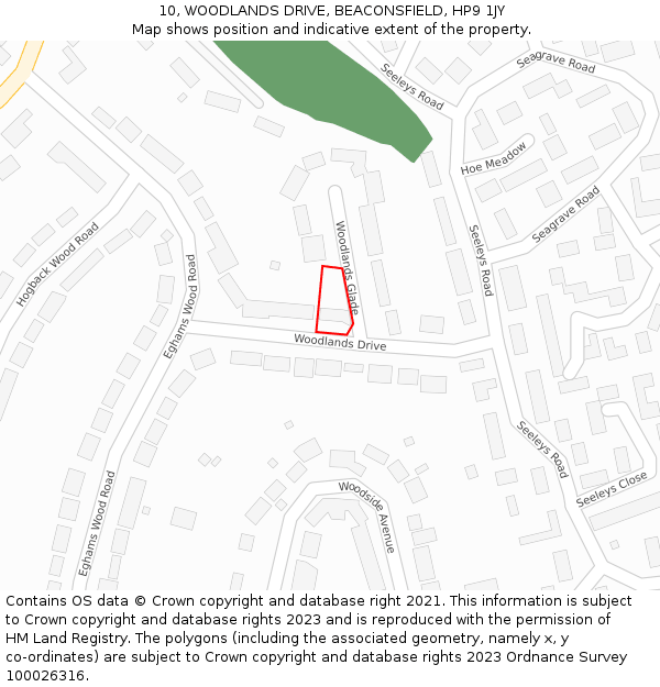 10, WOODLANDS DRIVE, BEACONSFIELD, HP9 1JY: Location map and indicative extent of plot