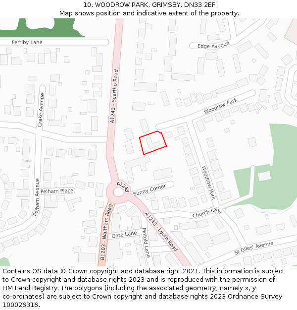 10, WOODROW PARK, GRIMSBY, DN33 2EF: Location map and indicative extent of plot