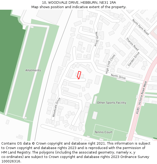 10, WOODVALE DRIVE, HEBBURN, NE31 1RA: Location map and indicative extent of plot