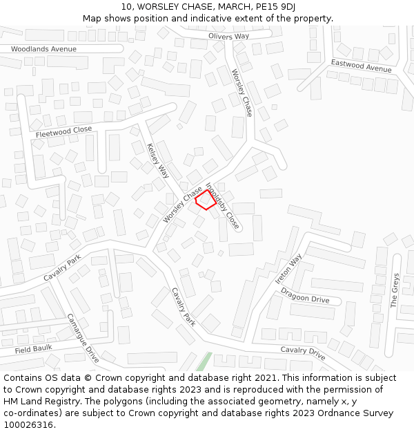 10, WORSLEY CHASE, MARCH, PE15 9DJ: Location map and indicative extent of plot