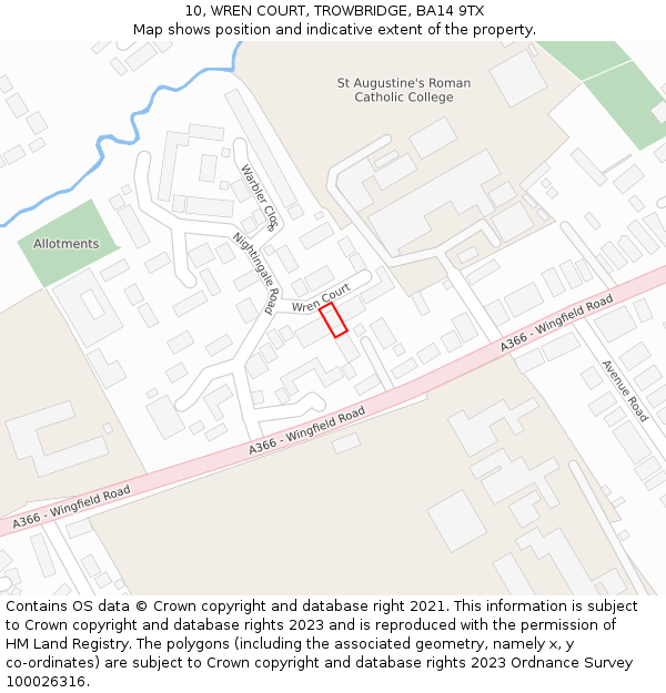 10, WREN COURT, TROWBRIDGE, BA14 9TX: Location map and indicative extent of plot