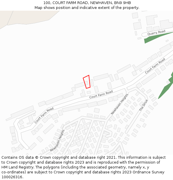 100, COURT FARM ROAD, NEWHAVEN, BN9 9HB: Location map and indicative extent of plot