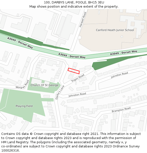 100, DARBYS LANE, POOLE, BH15 3EU: Location map and indicative extent of plot