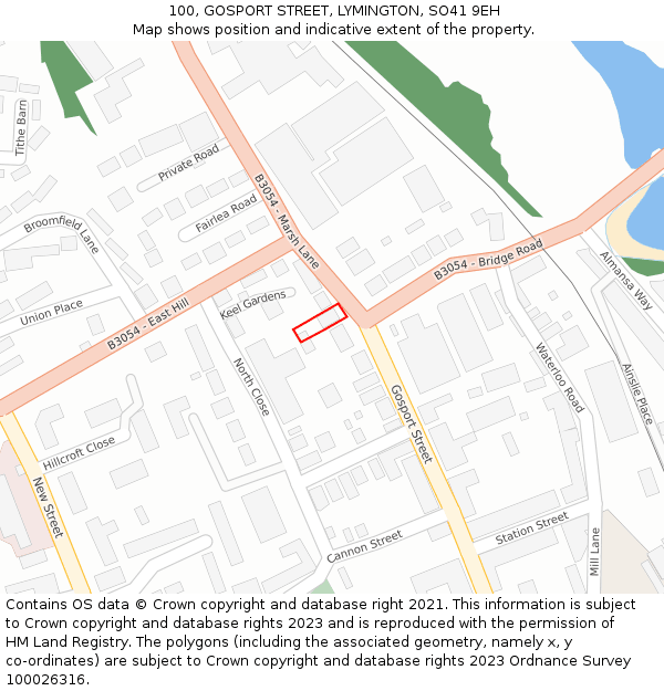 100, GOSPORT STREET, LYMINGTON, SO41 9EH: Location map and indicative extent of plot