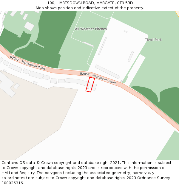 100, HARTSDOWN ROAD, MARGATE, CT9 5RD: Location map and indicative extent of plot