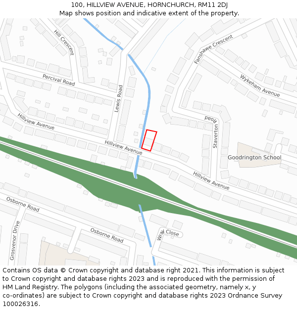 100, HILLVIEW AVENUE, HORNCHURCH, RM11 2DJ: Location map and indicative extent of plot