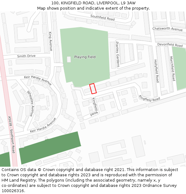 100, KINGFIELD ROAD, LIVERPOOL, L9 3AW: Location map and indicative extent of plot