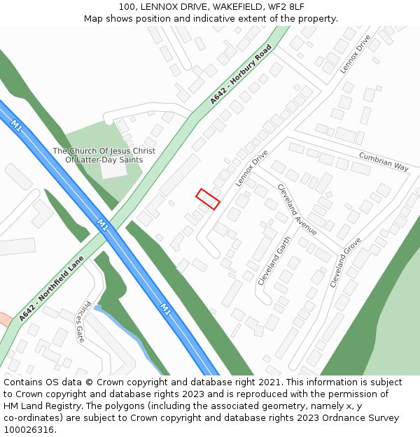 100, LENNOX DRIVE, WAKEFIELD, WF2 8LF: Location map and indicative extent of plot