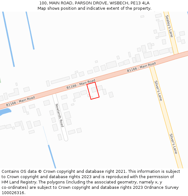 100, MAIN ROAD, PARSON DROVE, WISBECH, PE13 4LA: Location map and indicative extent of plot