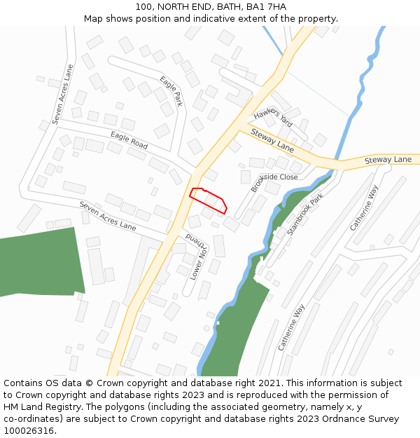 100, NORTH END, BATH, BA1 7HA: Location map and indicative extent of plot