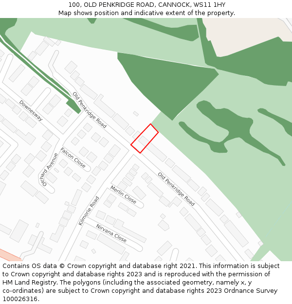 100, OLD PENKRIDGE ROAD, CANNOCK, WS11 1HY: Location map and indicative extent of plot