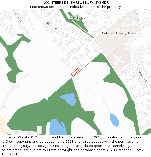 100, STEEPSIDE, SHREWSBURY, SY3 6DR: Location map and indicative extent of plot