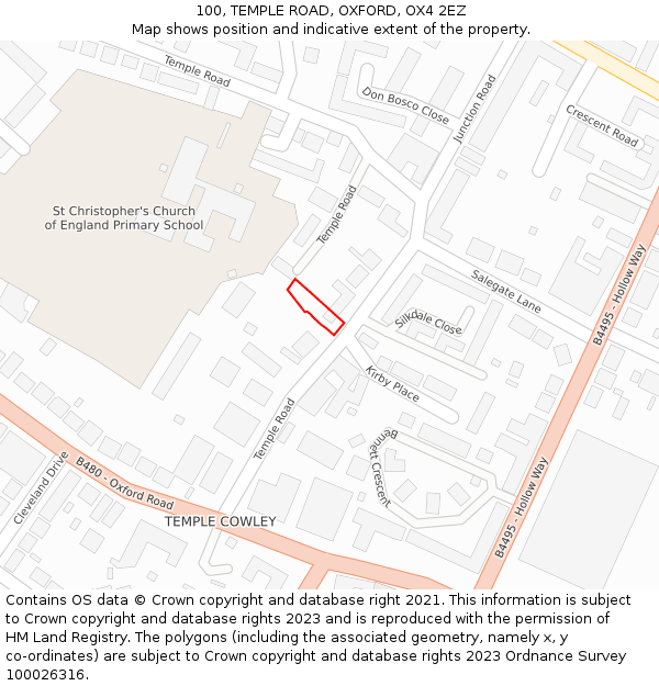 100, TEMPLE ROAD, OXFORD, OX4 2EZ: Location map and indicative extent of plot