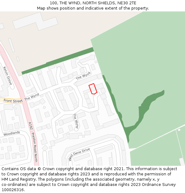 100, THE WYND, NORTH SHIELDS, NE30 2TE: Location map and indicative extent of plot
