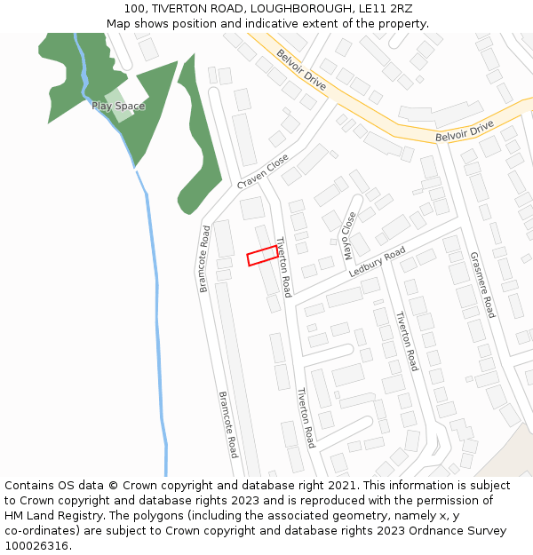100, TIVERTON ROAD, LOUGHBOROUGH, LE11 2RZ: Location map and indicative extent of plot