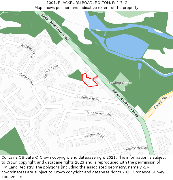 1001, BLACKBURN ROAD, BOLTON, BL1 7LG: Location map and indicative extent of plot