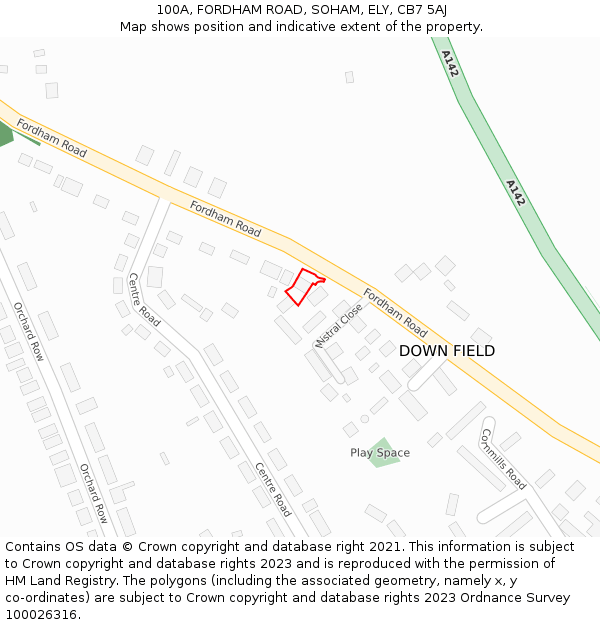 100A, FORDHAM ROAD, SOHAM, ELY, CB7 5AJ: Location map and indicative extent of plot