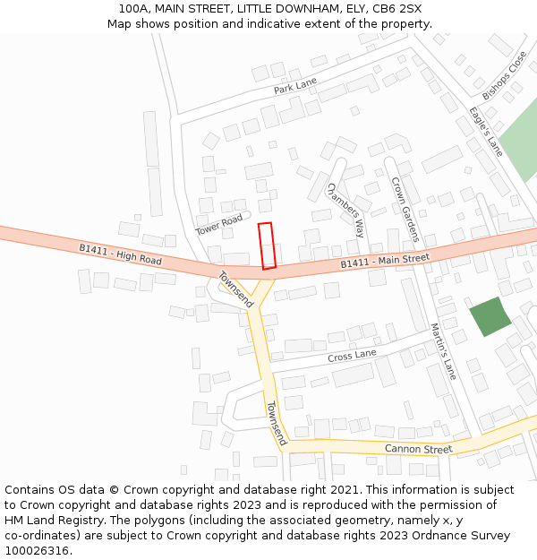 100A, MAIN STREET, LITTLE DOWNHAM, ELY, CB6 2SX: Location map and indicative extent of plot