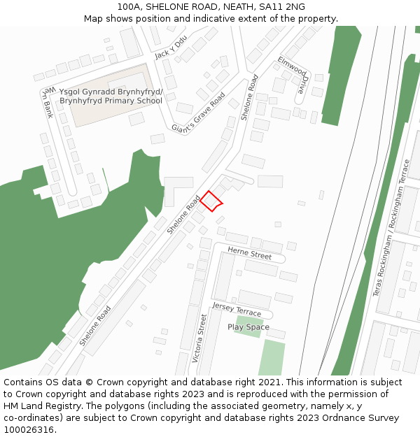 100A, SHELONE ROAD, NEATH, SA11 2NG: Location map and indicative extent of plot