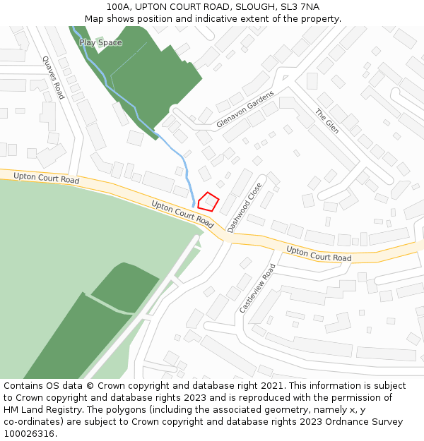 100A, UPTON COURT ROAD, SLOUGH, SL3 7NA: Location map and indicative extent of plot