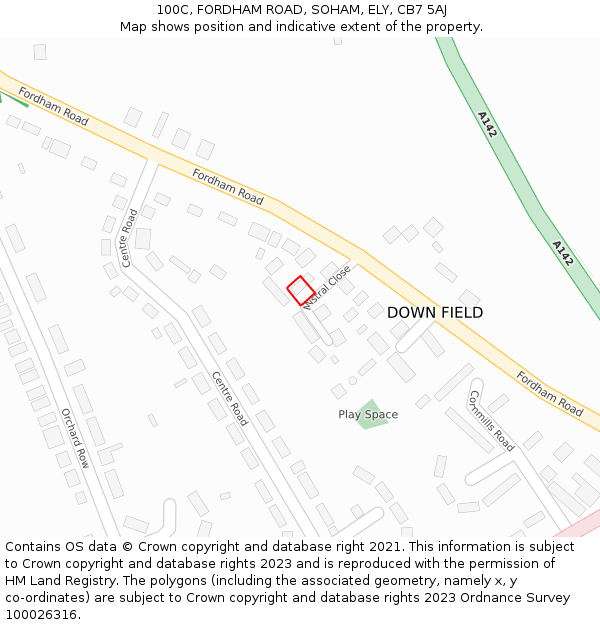 100C, FORDHAM ROAD, SOHAM, ELY, CB7 5AJ: Location map and indicative extent of plot