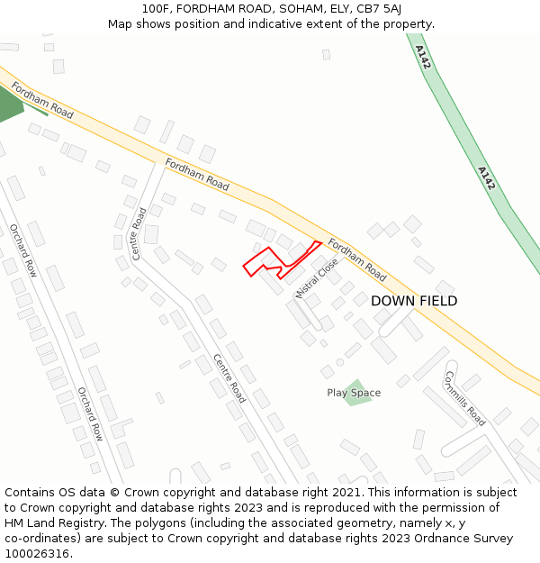 100F, FORDHAM ROAD, SOHAM, ELY, CB7 5AJ: Location map and indicative extent of plot