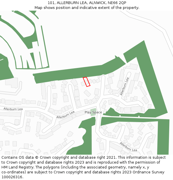 101, ALLERBURN LEA, ALNWICK, NE66 2QP: Location map and indicative extent of plot