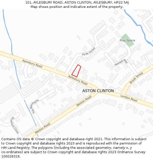 101, AYLESBURY ROAD, ASTON CLINTON, AYLESBURY, HP22 5AJ: Location map and indicative extent of plot