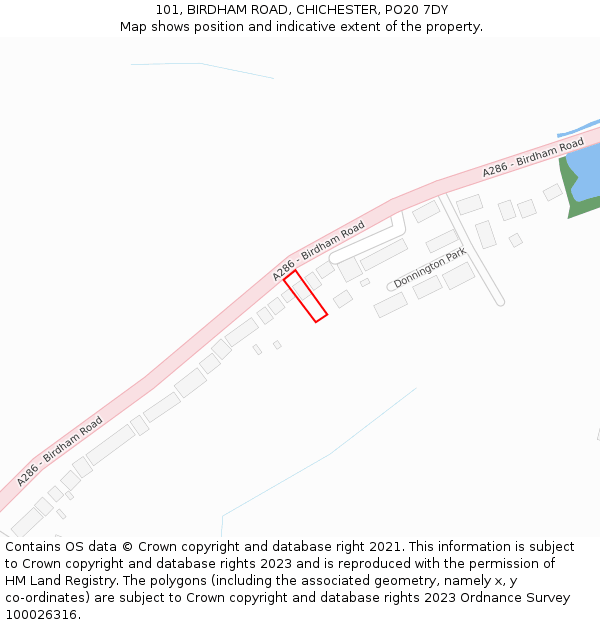 101, BIRDHAM ROAD, CHICHESTER, PO20 7DY: Location map and indicative extent of plot