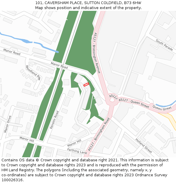 101, CAVERSHAM PLACE, SUTTON COLDFIELD, B73 6HW: Location map and indicative extent of plot