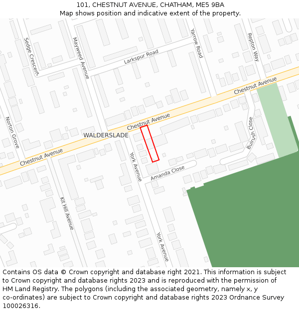 101, CHESTNUT AVENUE, CHATHAM, ME5 9BA: Location map and indicative extent of plot