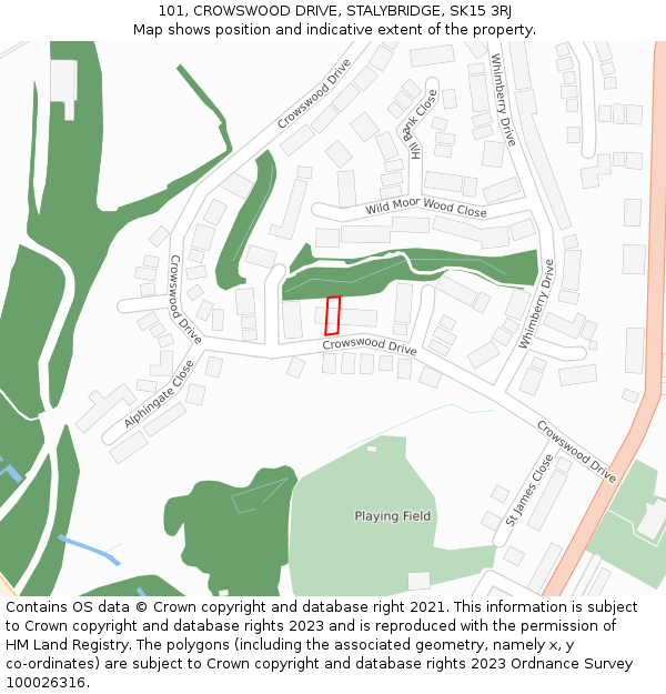 101, CROWSWOOD DRIVE, STALYBRIDGE, SK15 3RJ: Location map and indicative extent of plot