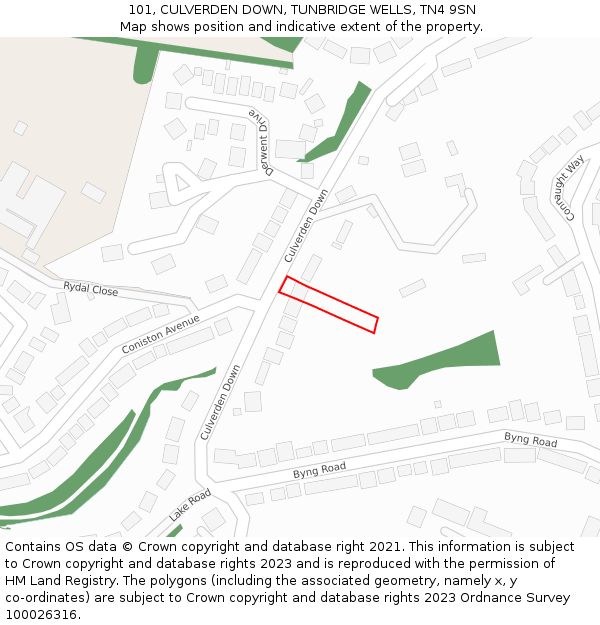 101, CULVERDEN DOWN, TUNBRIDGE WELLS, TN4 9SN: Location map and indicative extent of plot