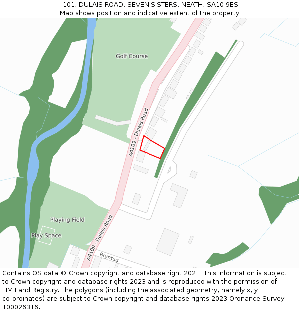 101, DULAIS ROAD, SEVEN SISTERS, NEATH, SA10 9ES: Location map and indicative extent of plot
