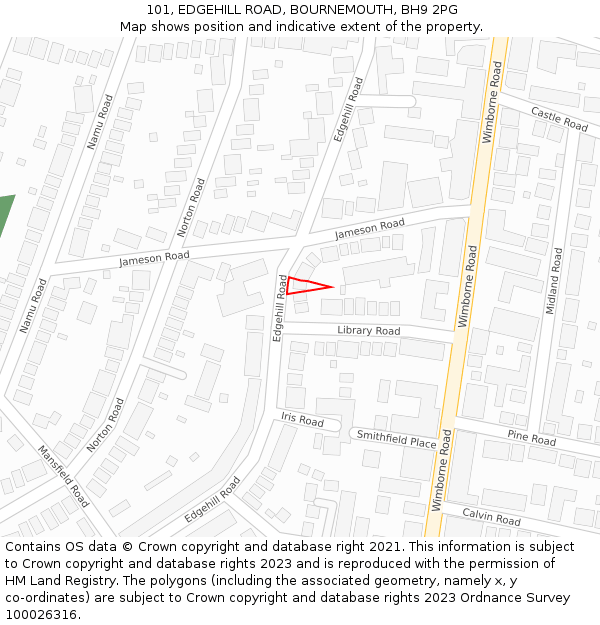 101, EDGEHILL ROAD, BOURNEMOUTH, BH9 2PG: Location map and indicative extent of plot