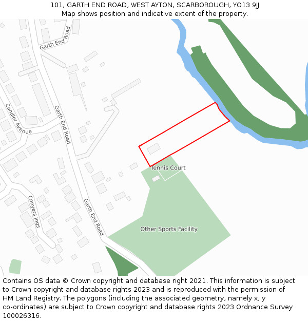101, GARTH END ROAD, WEST AYTON, SCARBOROUGH, YO13 9JJ: Location map and indicative extent of plot