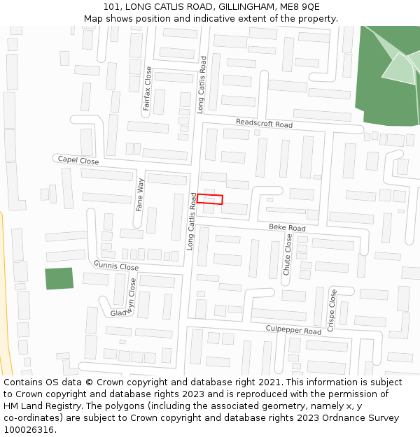 101, LONG CATLIS ROAD, GILLINGHAM, ME8 9QE: Location map and indicative extent of plot