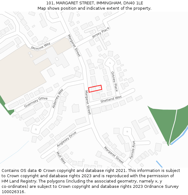 101, MARGARET STREET, IMMINGHAM, DN40 1LE: Location map and indicative extent of plot