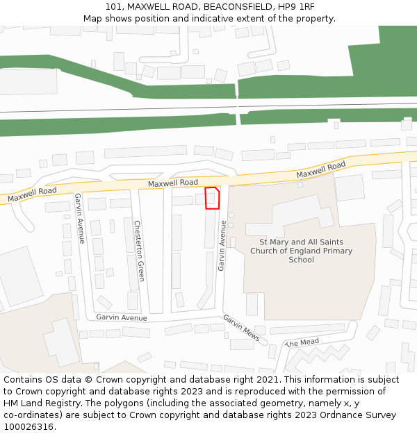 101, MAXWELL ROAD, BEACONSFIELD, HP9 1RF: Location map and indicative extent of plot