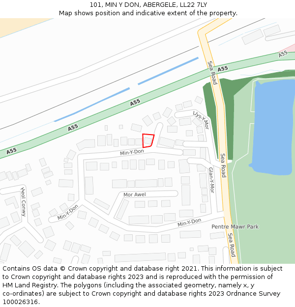 101, MIN Y DON, ABERGELE, LL22 7LY: Location map and indicative extent of plot