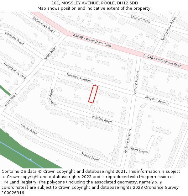 101, MOSSLEY AVENUE, POOLE, BH12 5DB: Location map and indicative extent of plot