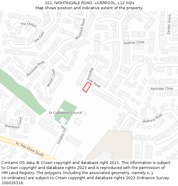 101, NIGHTINGALE ROAD, LIVERPOOL, L12 0QN: Location map and indicative extent of plot