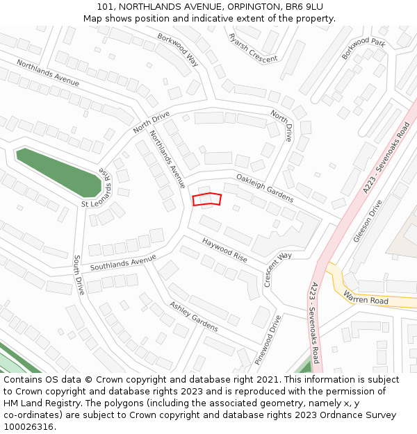 101, NORTHLANDS AVENUE, ORPINGTON, BR6 9LU: Location map and indicative extent of plot