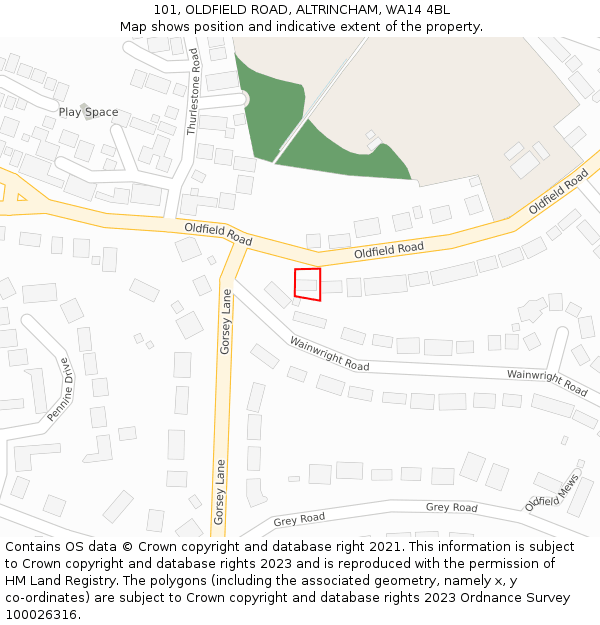 101, OLDFIELD ROAD, ALTRINCHAM, WA14 4BL: Location map and indicative extent of plot