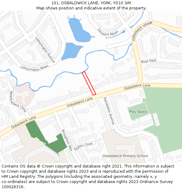 101, OSBALDWICK LANE, YORK, YO10 3AY: Location map and indicative extent of plot