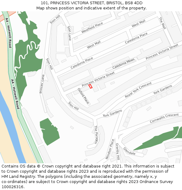 101, PRINCESS VICTORIA STREET, BRISTOL, BS8 4DD: Location map and indicative extent of plot